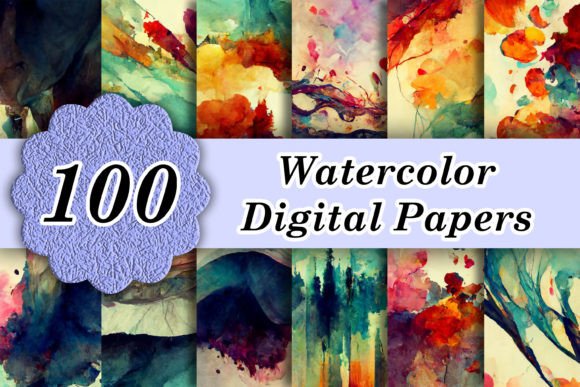 100 Abstract Watercolor Digital Papers: A Designer's Essential Toolkit