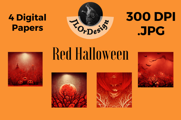 4 Red Halloween Digital Papers: A Bold Design Asset