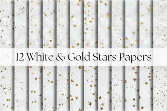 Elegant White Marble Papers with Gold Stars: Design Applications