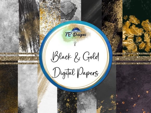 Elevate Designs with Black & Gold Digital Paper