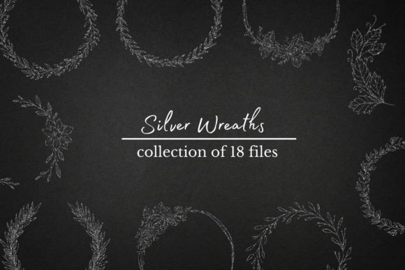 Elevate Designs with Silver Glitter Laurels Clipart