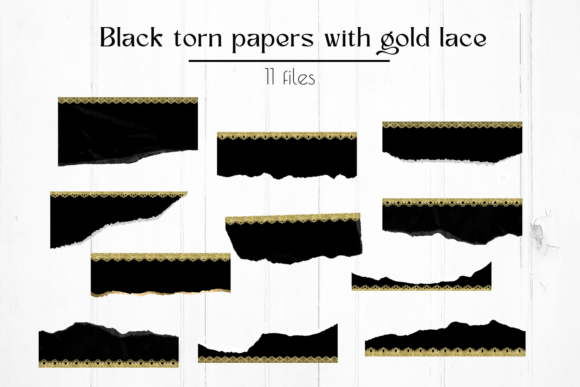 Elevate Your Design with Black Torn Papers & Gold Lace