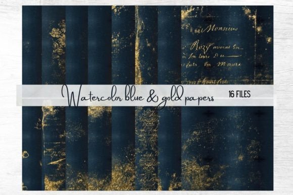 Elevate Your Projects with Blue and Gold Digital Papers