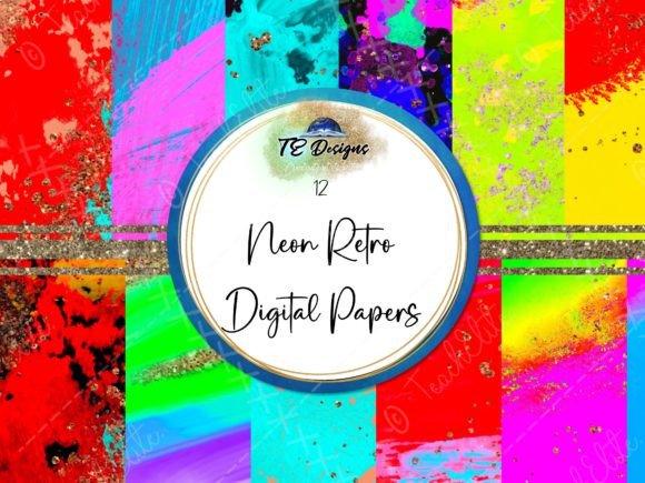 Retro Neon Digital Papers: Vibrant Visual Assets