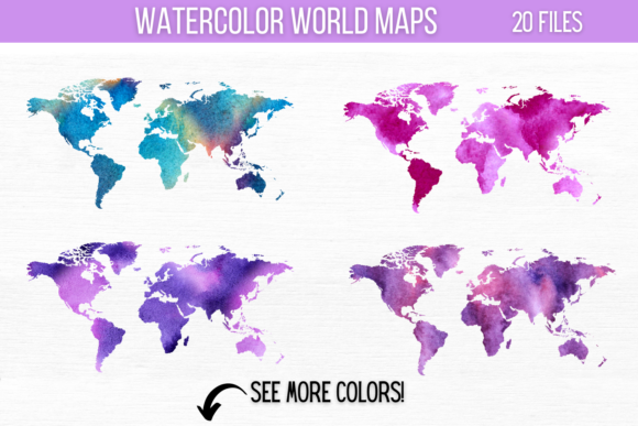 Watercolor World Maps: A Versatile Design Asset